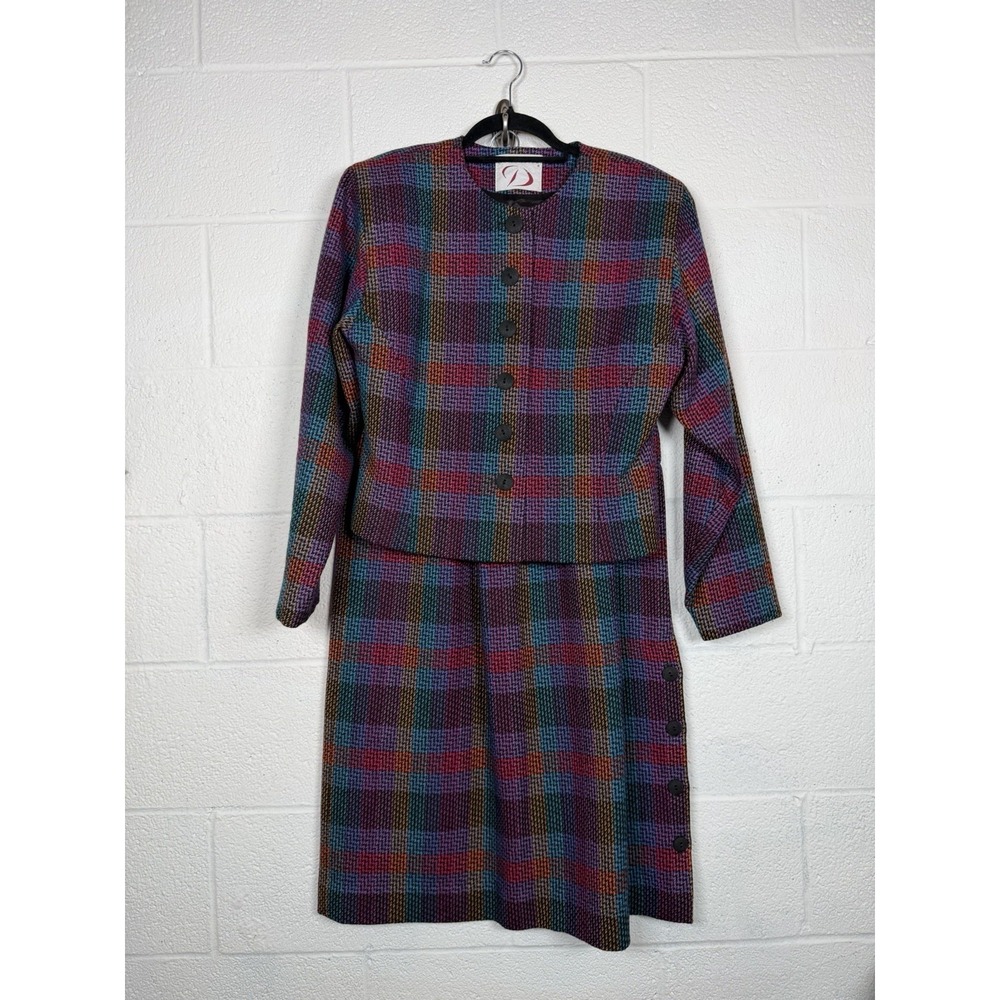 Doncaster Plaid Tweed Skirt Suit Set Jacket 6 Skirt 8 Vintage Preppy